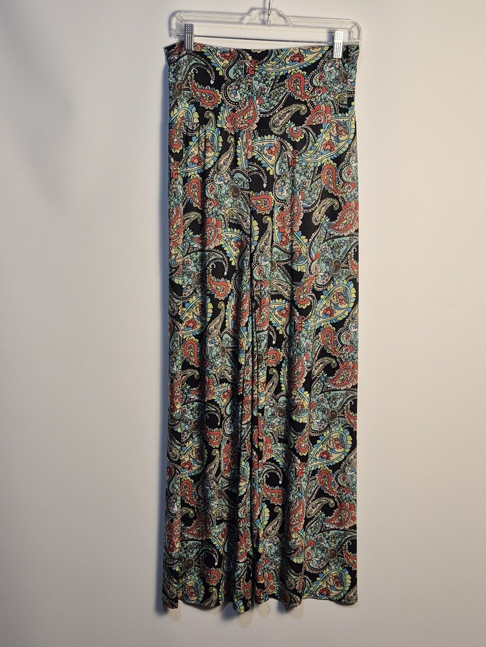 Superline Paisley M Wide Leg Pants Boho Palazzo Lounge Elastic Waist Multicolor
